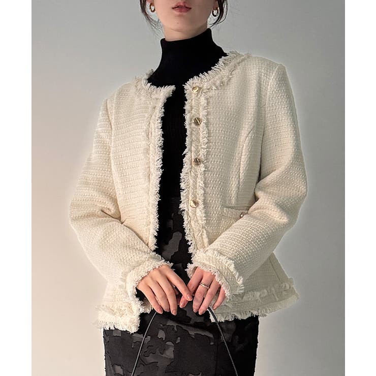 金ボタンフリンジツイードジャケット | JUNOAH | 詳細画像6 