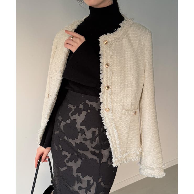 金ボタンフリンジツイードジャケット | JUNOAH | 詳細画像7 