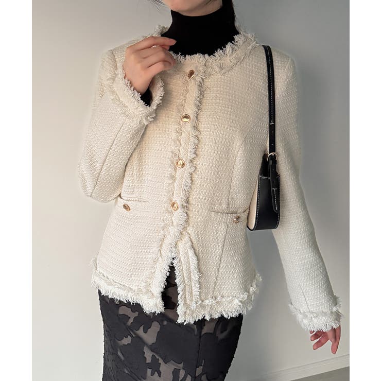 金ボタンフリンジツイードジャケット | JUNOAH | 詳細画像9 