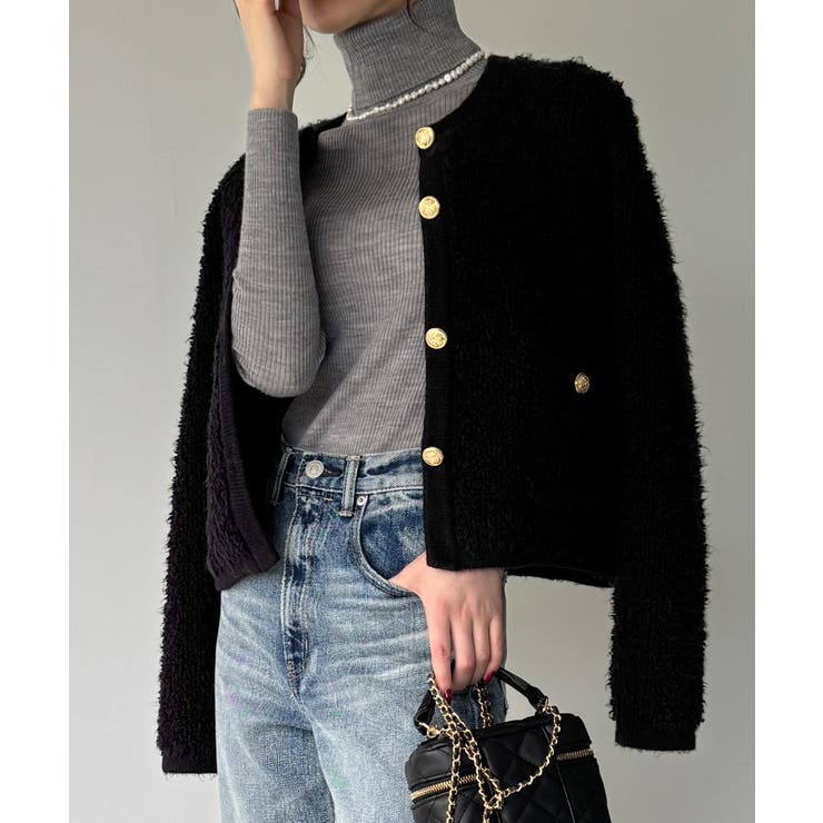 パイル編み金釦ニットジャケット | JUNOAH | 詳細画像12 