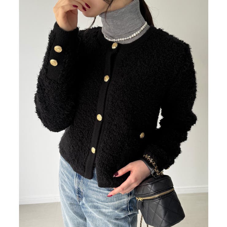 パイル編み金釦ニットジャケット | JUNOAH | 詳細画像14 