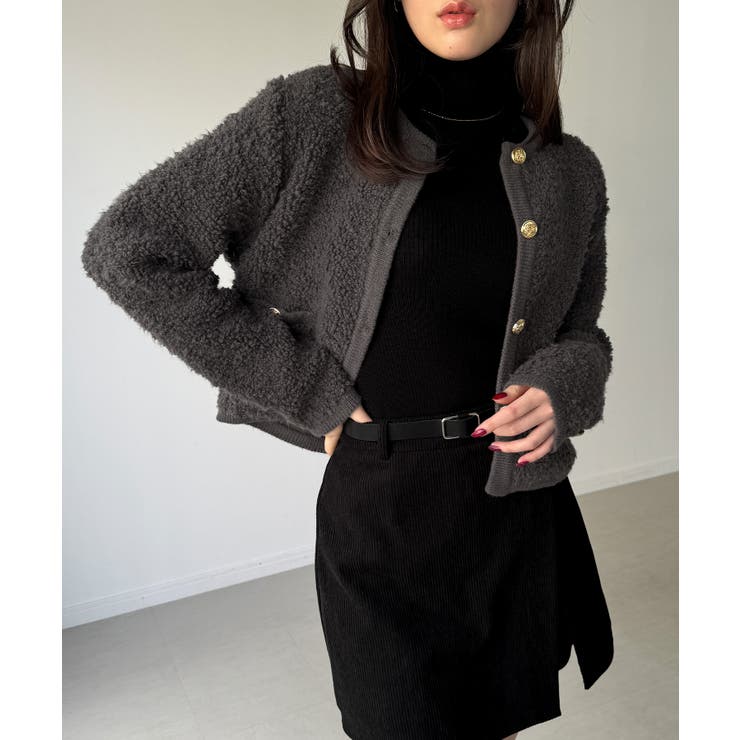 パイル編み金釦ニットジャケット | JUNOAH | 詳細画像15 