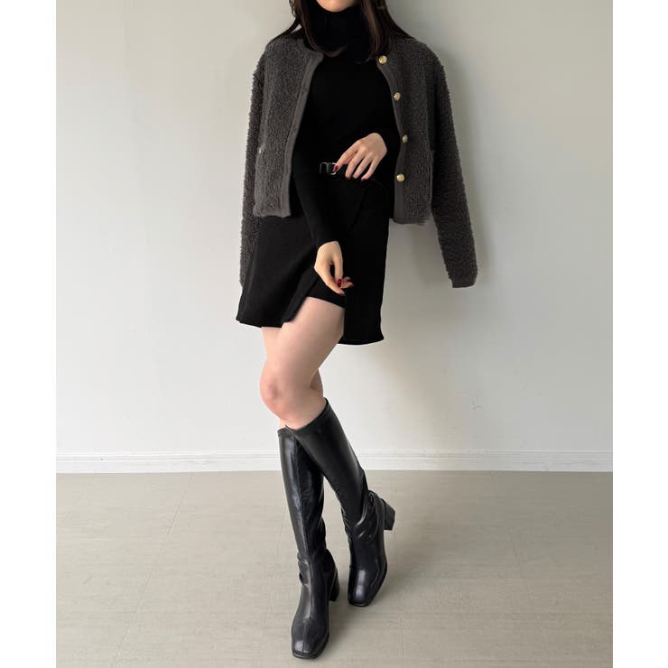 パイル編み金釦ニットジャケット | JUNOAH | 詳細画像16 