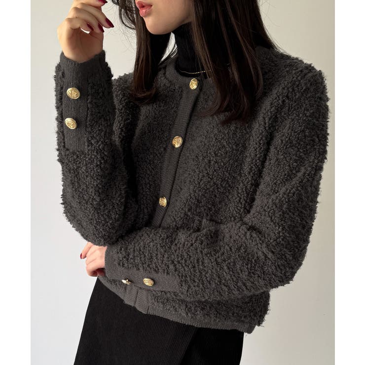 パイル編み金釦ニットジャケット | JUNOAH | 詳細画像18 