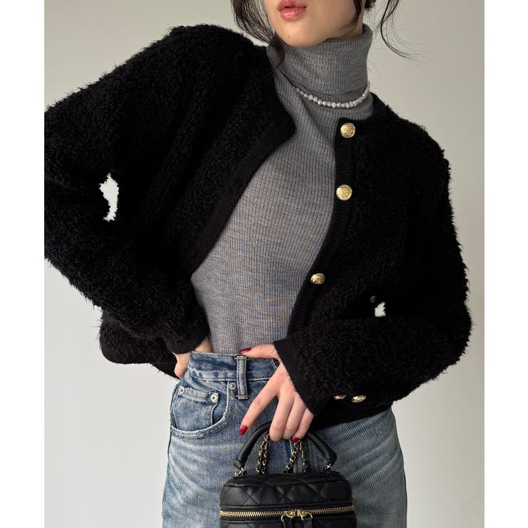 パイル編み金釦ニットジャケット | JUNOAH | 詳細画像9 