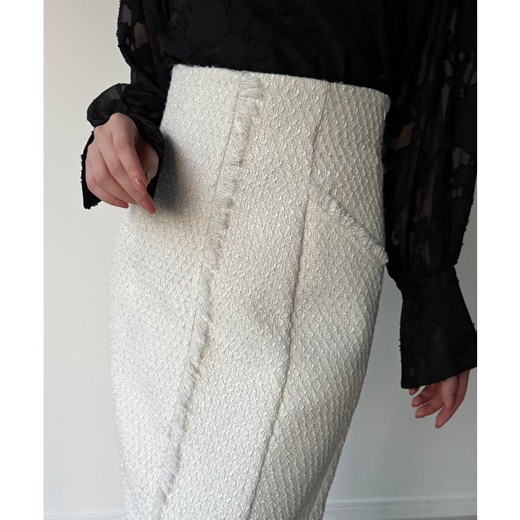 ツイードバックレースアップIラインスカート | JUNOAH | 詳細画像13 