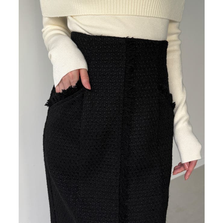 ツイードバックレースアップIラインスカート | JUNOAH | 詳細画像5 