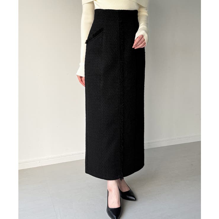 ツイードバックレースアップIラインスカート | JUNOAH | 詳細画像6 