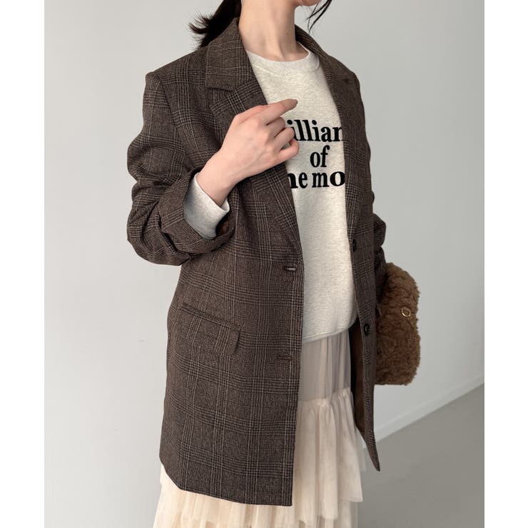 グレンチェックオーバーサイズジャケット＋フレアミニスカート(インパン付き)set | JUNOAH | 詳細画像11 