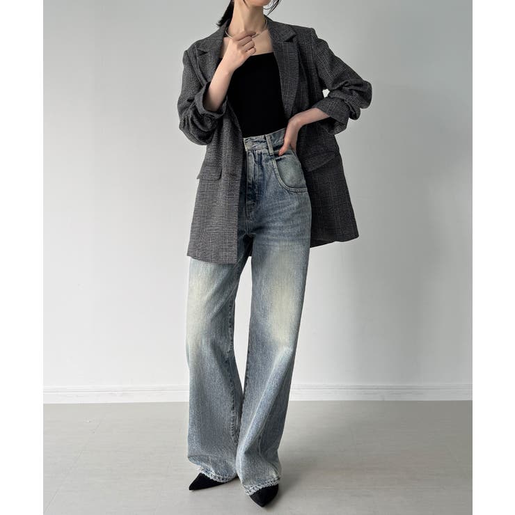 グレンチェックオーバーサイズジャケット＋フレアミニスカート(インパン付き)set | JUNOAH | 詳細画像19 