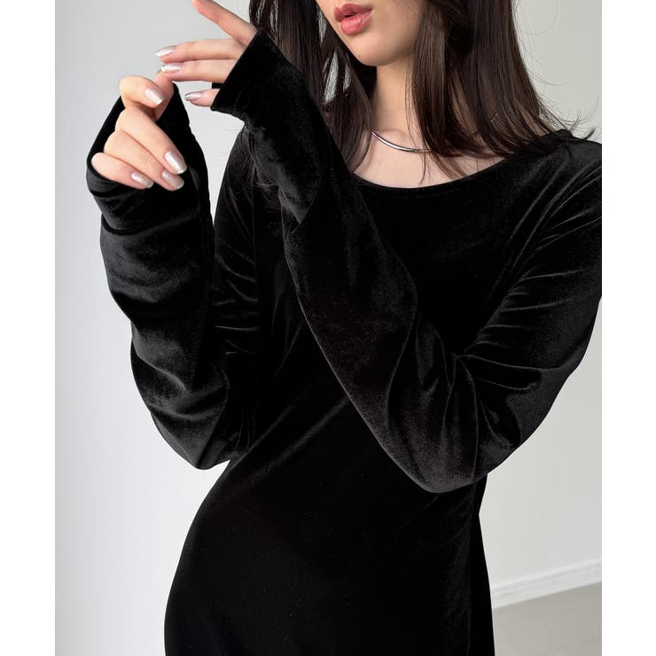 バックドロストベロアワンピース[品番：AMTW0012827]｜JUNOAH