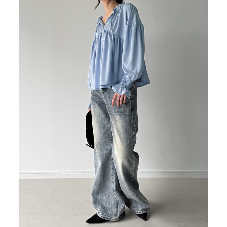 Vネックペプラムギャザーブラウス | JUNOAH | 詳細画像14 