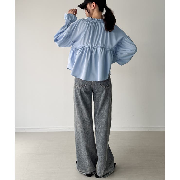 Vネックペプラムギャザーブラウス | JUNOAH | 詳細画像15 