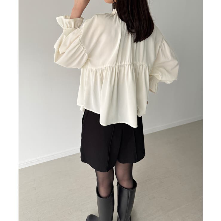 Vネックペプラムギャザーブラウス | JUNOAH | 詳細画像5 