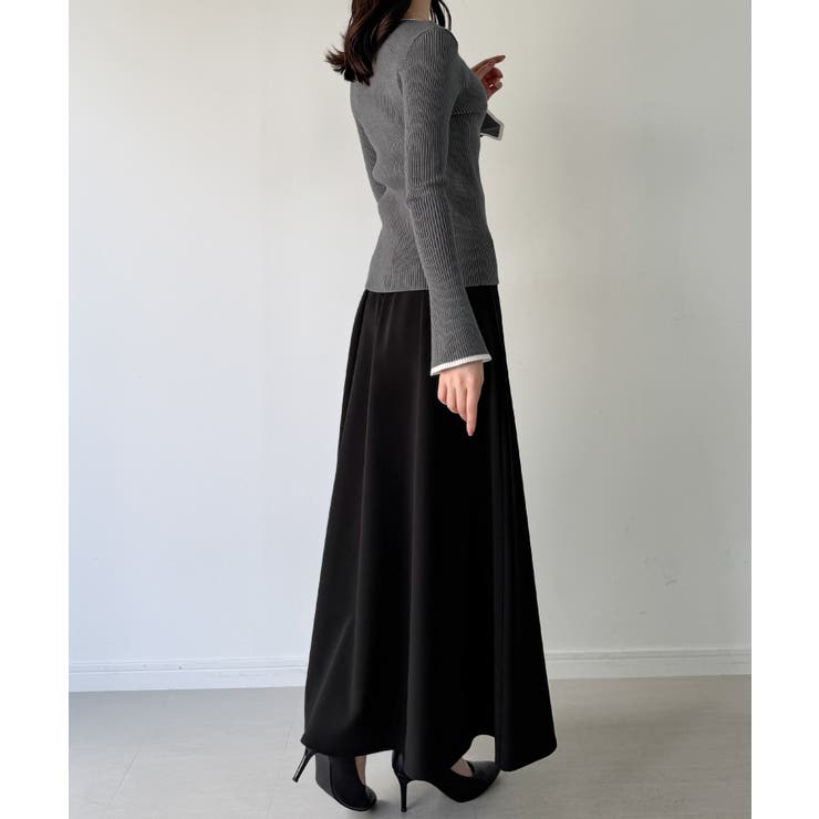 ボートネックフレアスリーブバイカラーニット | JUNOAH | 詳細画像10 