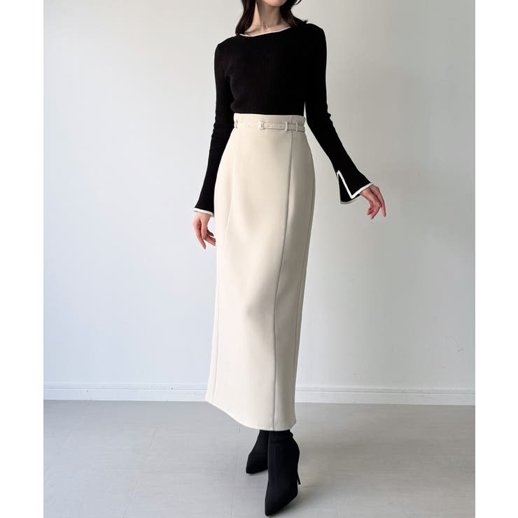 ボートネックフレアスリーブバイカラーニット | JUNOAH | 詳細画像5 