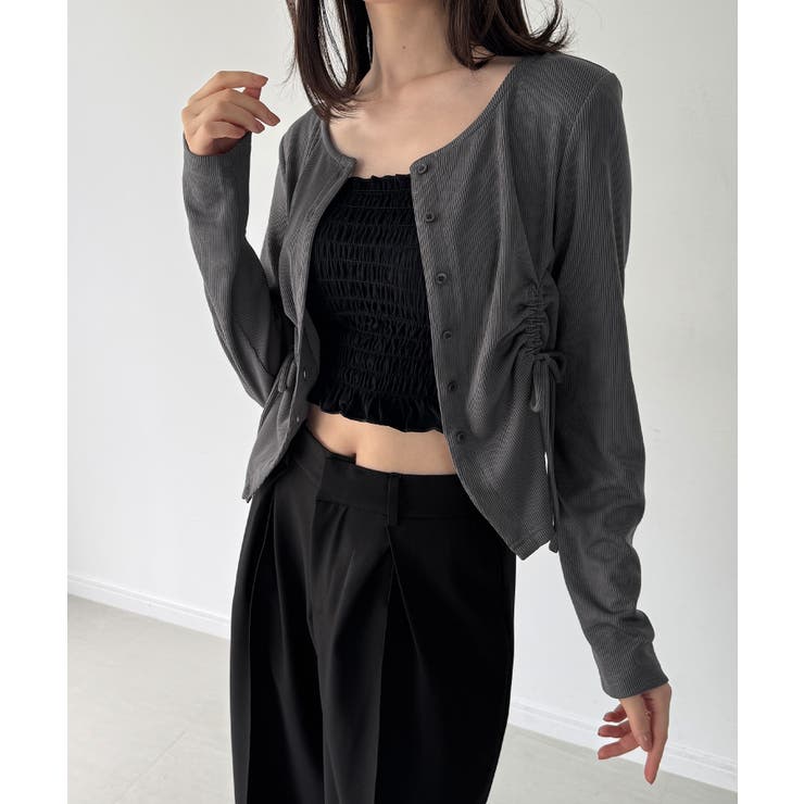 ドロストデザインリブカーディガン | JUNOAH | 詳細画像6 