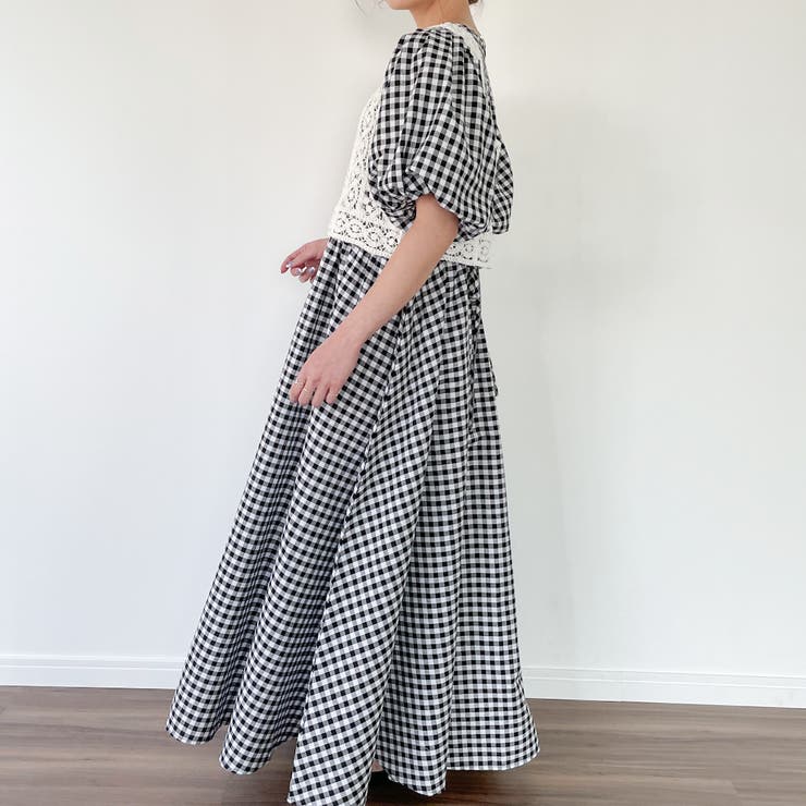 ビスチェ付きパフスリーブマキシ丈ワンピース | JUNOAH | 詳細画像14 