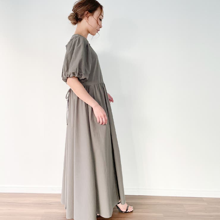 ビスチェ付きパフスリーブマキシ丈ワンピース | JUNOAH | 詳細画像17 