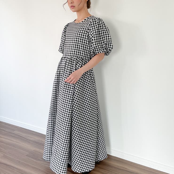 ビスチェ付きパフスリーブマキシ丈ワンピース | JUNOAH | 詳細画像19 