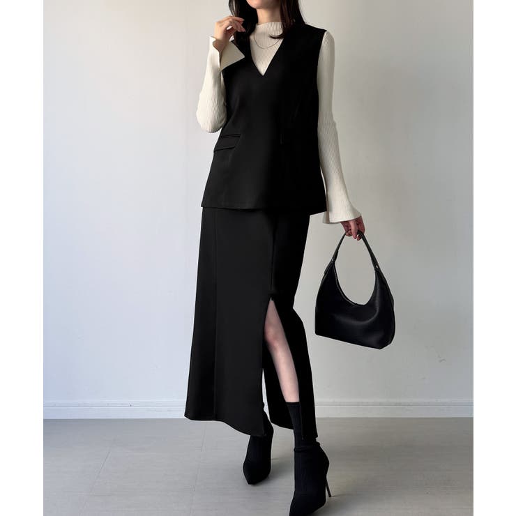 ブラック | ベストセットアップ3点セット（薄手・裏地なし） | JUNOAH