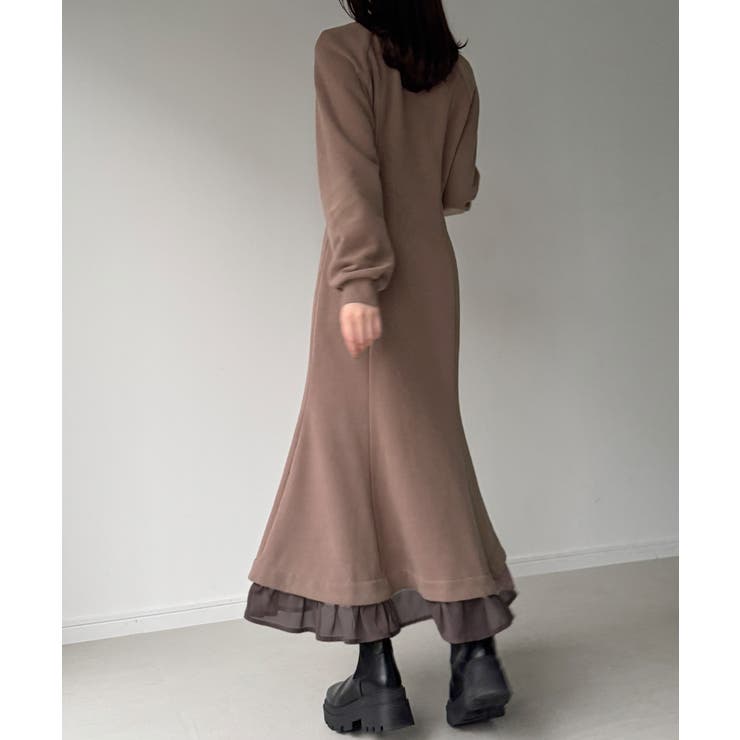 裏起毛レイヤードデザインマーメイドワンピース | JUNOAH | 詳細画像13 