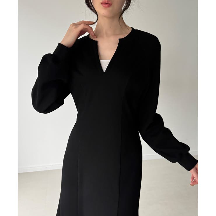 裏起毛レイヤードデザインマーメイドワンピース | JUNOAH | 詳細画像4 