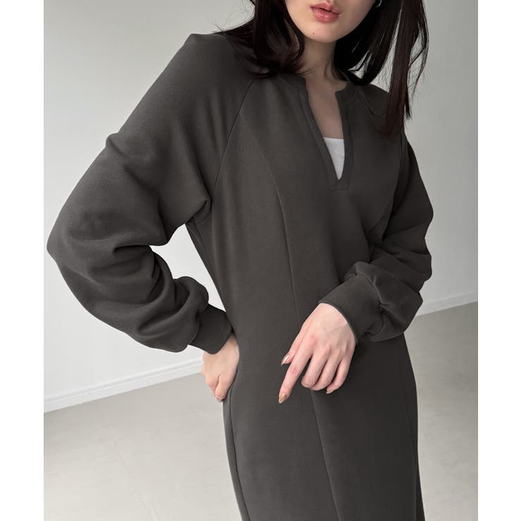 裏起毛レイヤードデザインマーメイドワンピース | JUNOAH | 詳細画像5 