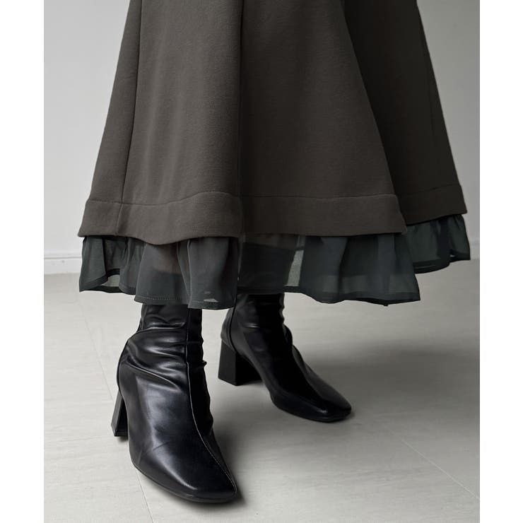 裏起毛レイヤードデザインマーメイドワンピース | JUNOAH | 詳細画像8 