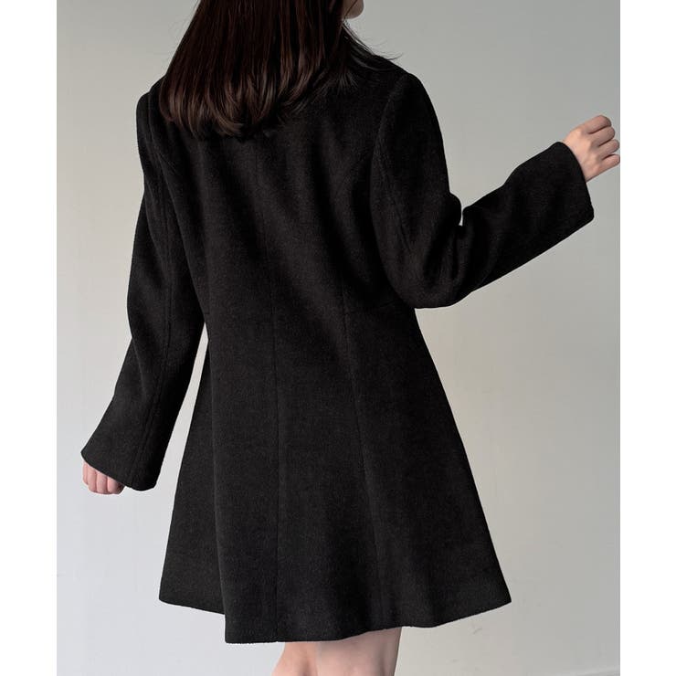 ショールカラーミドル丈ウエストシェイプフレアコート | JUNOAH | 詳細画像6 