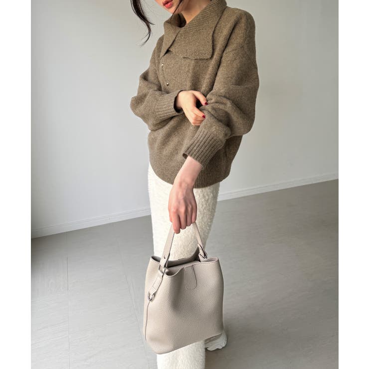 2wayネックゴールドボタンニットプルオーバー | JUNOAH | 詳細画像12 