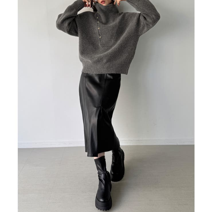 2wayネックゴールドボタンニットプルオーバー | JUNOAH | 詳細画像14 