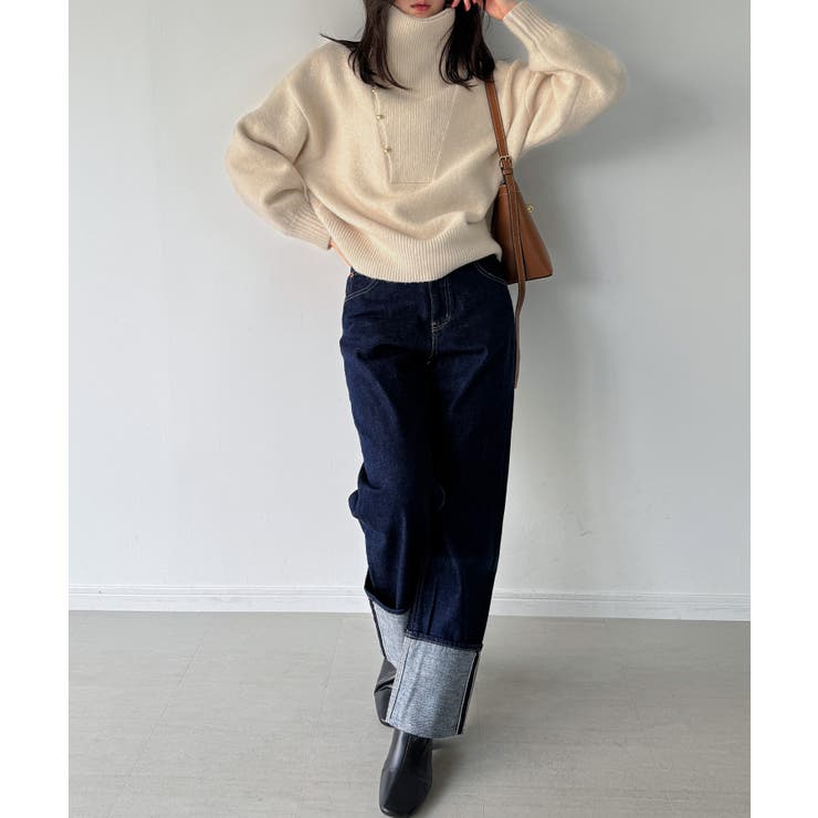 2wayネックゴールドボタンニットプルオーバー | JUNOAH | 詳細画像5 