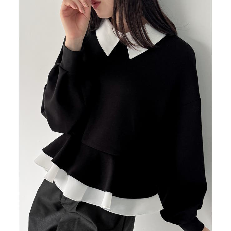 フリルレイヤードスウェット[品番：AMTW0012887]｜JUNOAH（ジュノア