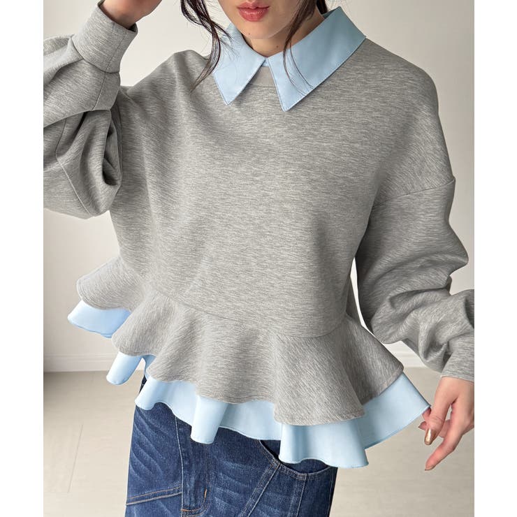 フリルレイヤードスウェット[品番：AMTW0012887]｜JUNOAH（ジュノア