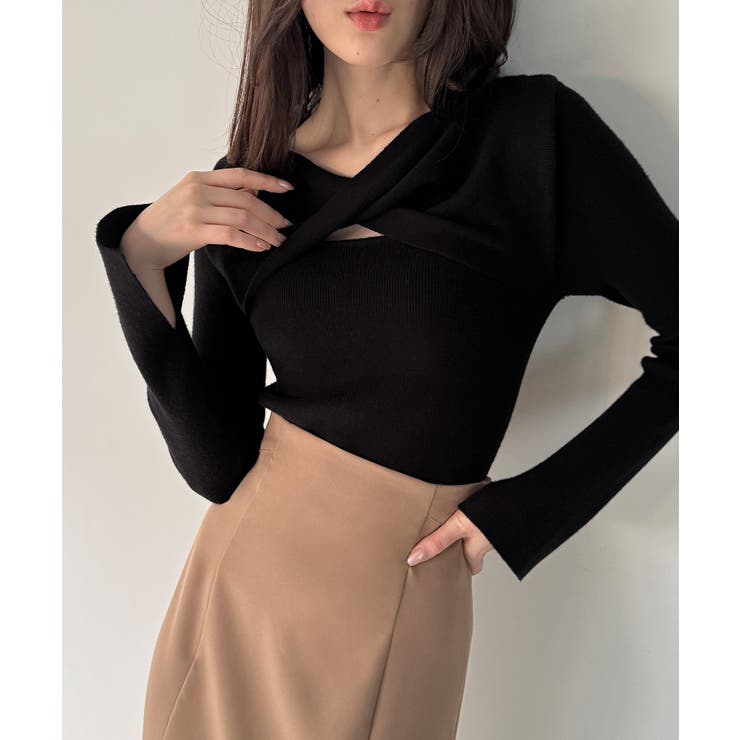 クロスドレープニットトップス | JUNOAH | 詳細画像1 