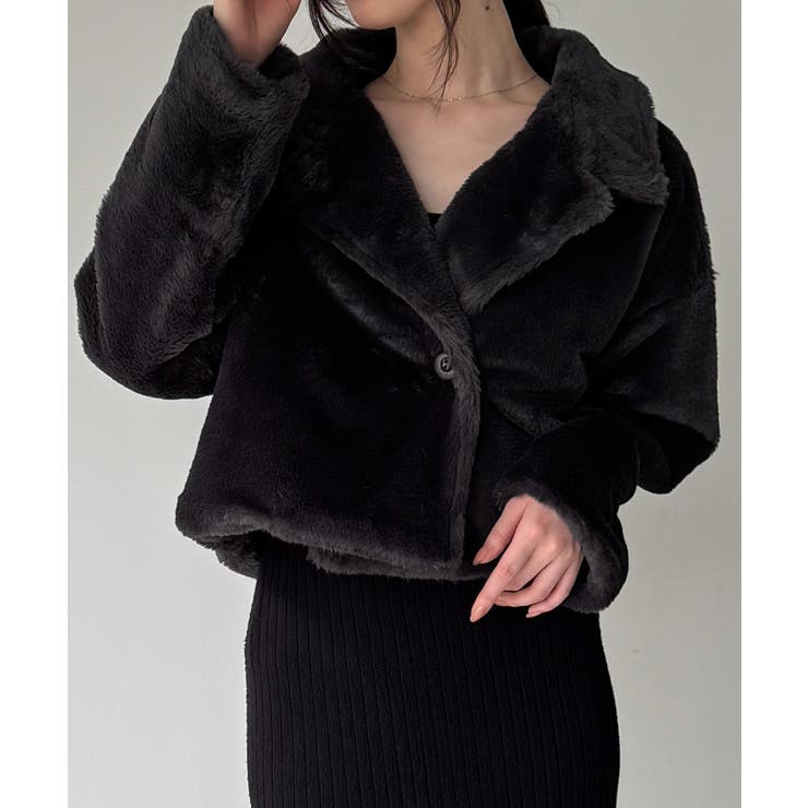 2wayカラーショート中綿フェイクファージャケット | JUNOAH | 詳細画像19 