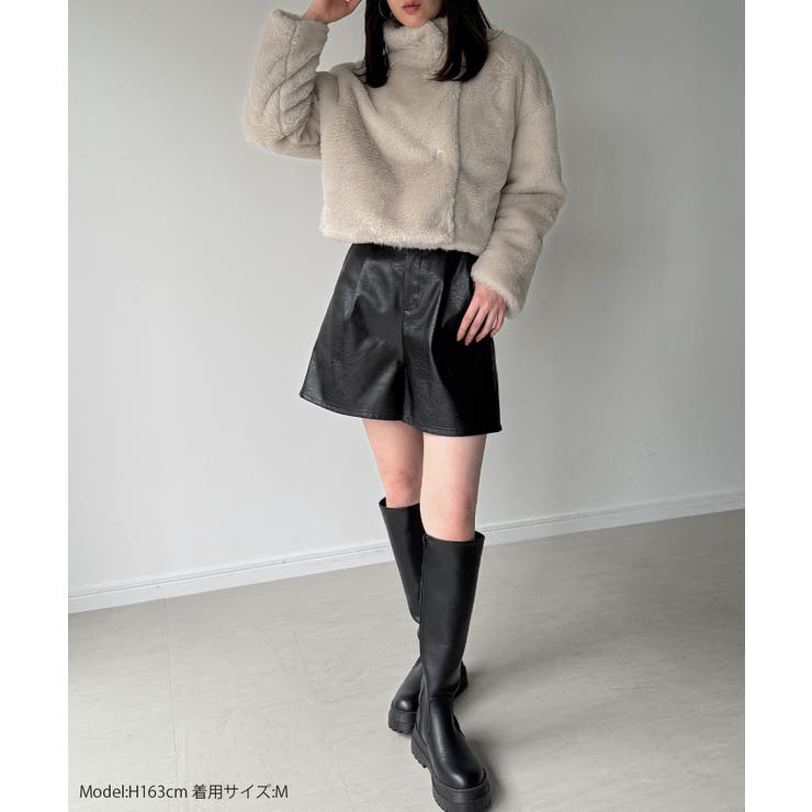 2wayカラーショート中綿フェイクファージャケット | JUNOAH | 詳細画像2 