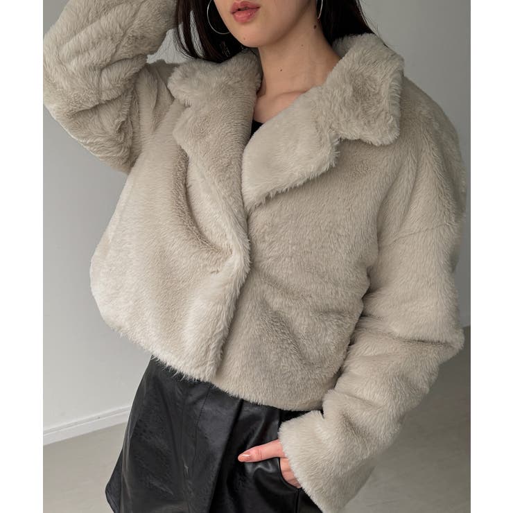 2wayカラーショート中綿フェイクファージャケット | JUNOAH | 詳細画像5 