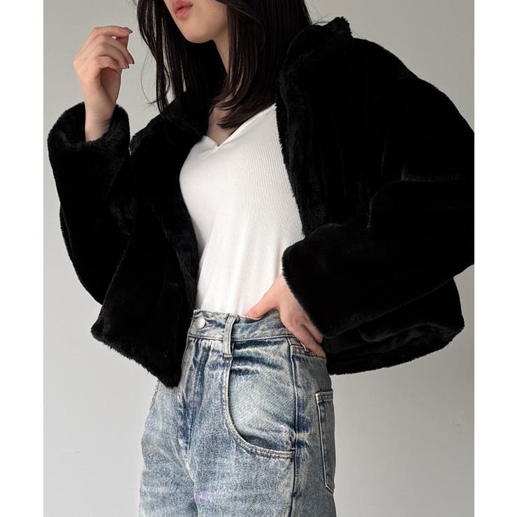 2wayカラーショート中綿フェイクファージャケット | JUNOAH | 詳細画像7 