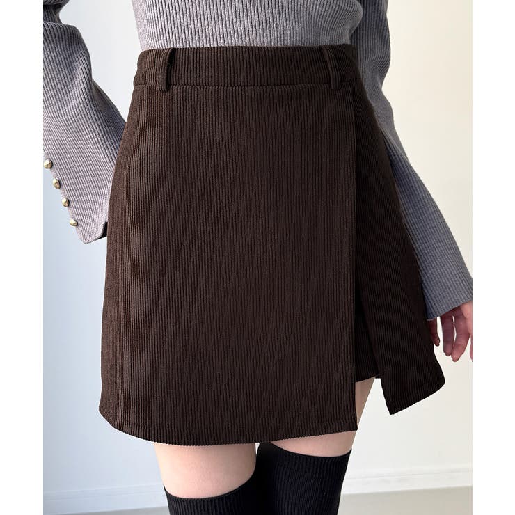 ダークブラウン | 裏起毛コーデュロイミニスカート | JUNOAH