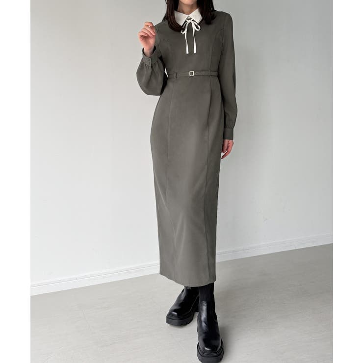 グレー | 薄手ピーチスキンドッキングIラインワンピース | JUNOAH