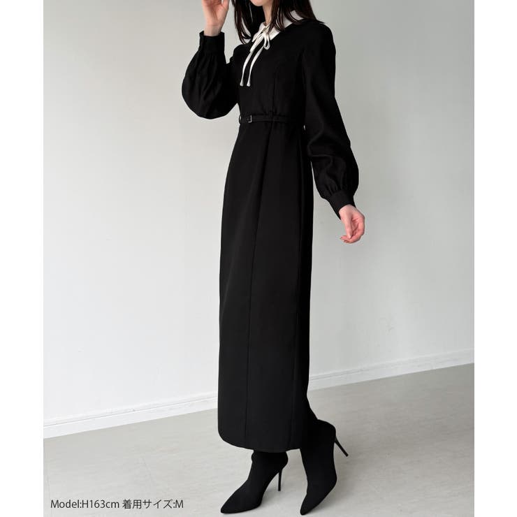 薄手ピーチスキンドッキングIラインワンピース | JUNOAH | 詳細画像2 