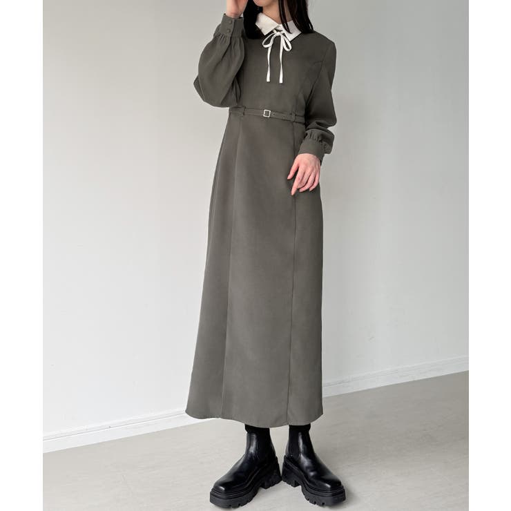 薄手ピーチスキンドッキングIラインワンピース | JUNOAH | 詳細画像4 