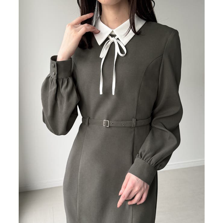 薄手ピーチスキンドッキングIラインワンピース | JUNOAH | 詳細画像5 