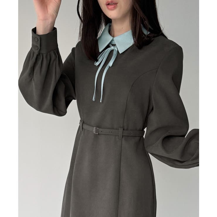 薄手ピーチスキンドッキングIラインワンピース | JUNOAH | 詳細画像7 