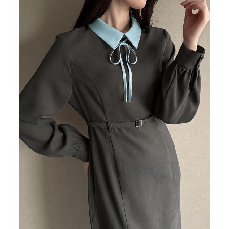 薄手ピーチスキンドッキングIラインワンピース | JUNOAH | 詳細画像8 