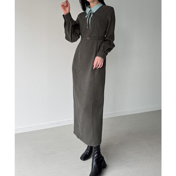 薄手ピーチスキンドッキングIラインワンピース | JUNOAH | 詳細画像9 