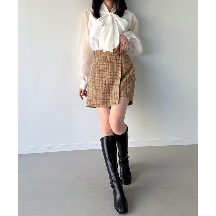 ラメツイードラップデザインスカパン | JUNOAH | 詳細画像10 