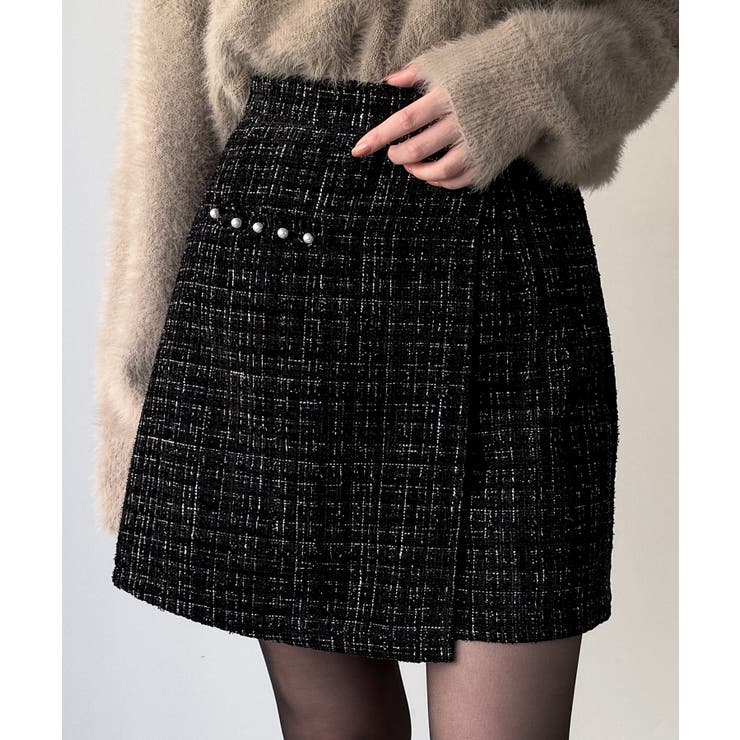 ラメツイードラップデザインスカパン[品番：AMTW0012831]｜JUNOAH